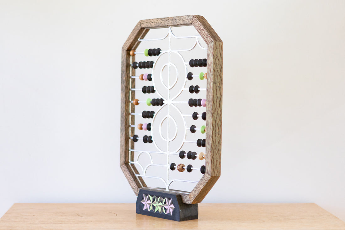 Wanda Gillespie - Hourglass Counting Frame (Small Black With Pink And Green silver 8) 2022